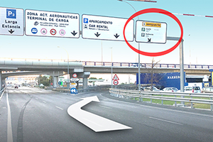Signs to follow on how to get to the departure terminal at Malaga airport